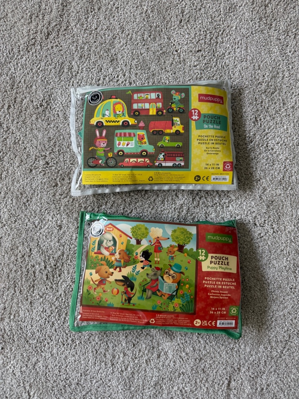Mudpuppy Kids 12-Piece Pouch Puzzle - Green & Red